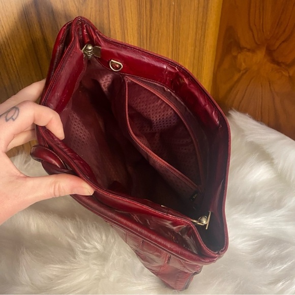 Vintage‎  red eel skin clutch crossbody purse - Picture 3 of 13